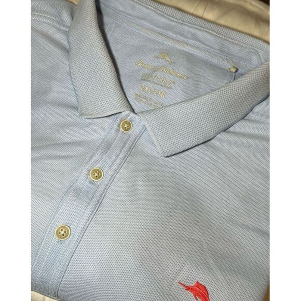 Tommy Bahama Short Sleeve Mens 2XL Baby Blue  Supima Polo Shirt‎